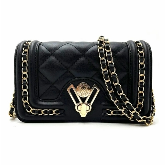 Valentino Orlandi Handbags - Valentino Orlandi Black Vegan Leather Crossbody with Gold Hardware